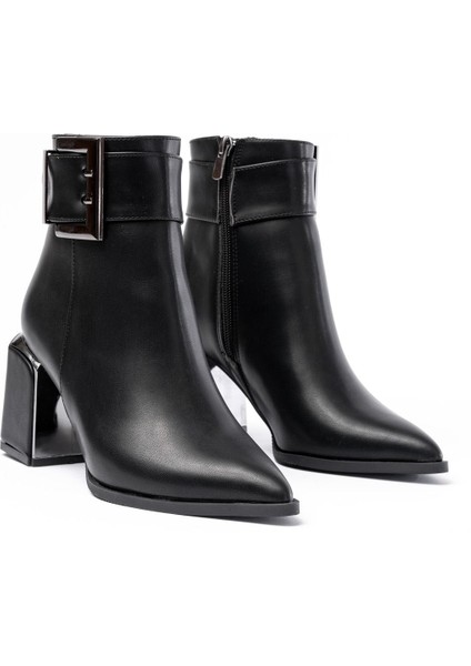 DNZ-400 Siyah Toka Aksesuarlı Topuklu Fermuarlı Günlük Kadın Bot indirimleri