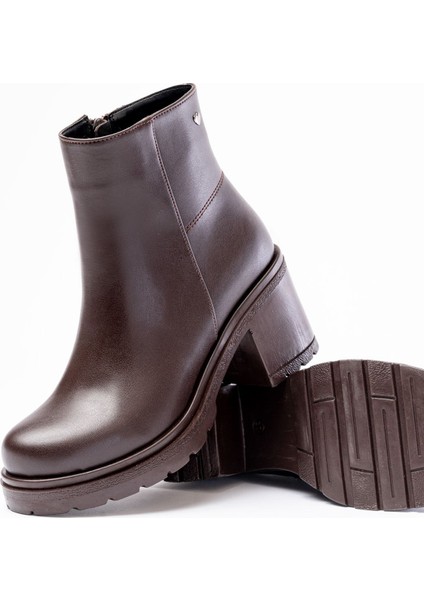 767-3020 Kahverengi Fermuarlı Kalın Topuklu Günlük Kadın Bot fırsatları