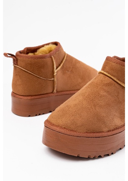 NDR-2850 Taba Süet Içi Kürklü Kışlık Kapalı Burun Kadın Günlük Terlik indirimleri