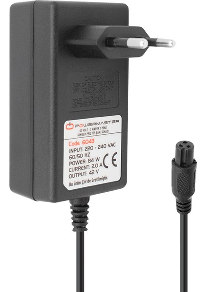 42 Volt - 2 Amper - 84 Watt Priz Tipi 3 Pinli Ginger Şarj Cihaz Adaptörü (4886)