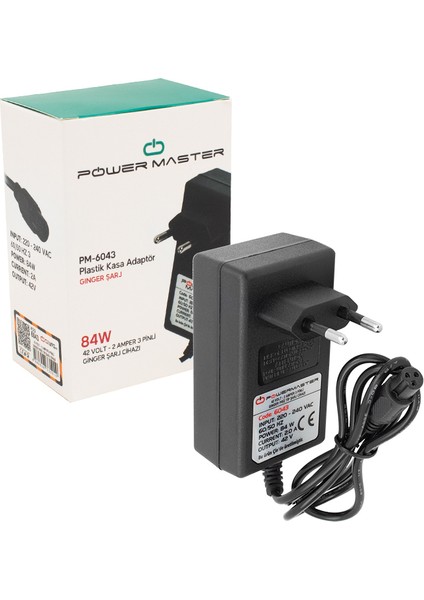42 Volt - 2 Amper - 84 Watt Priz Tipi 3 Pinli Ginger Şarj Cihaz Adaptörü (4886)