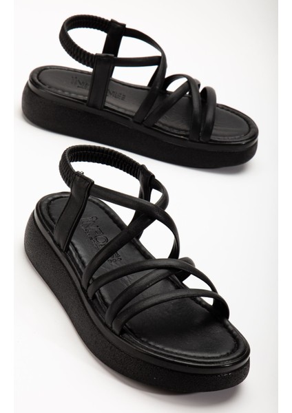 24413-841 Siyah Dolgu Topuk Kadın Sandalet fırsatları