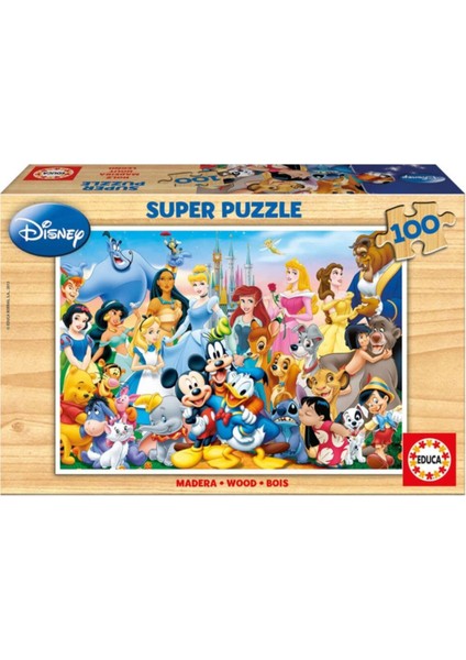 Çocuk Ahşap Puzzle 100 Parça Disney Harikalar Diyarı