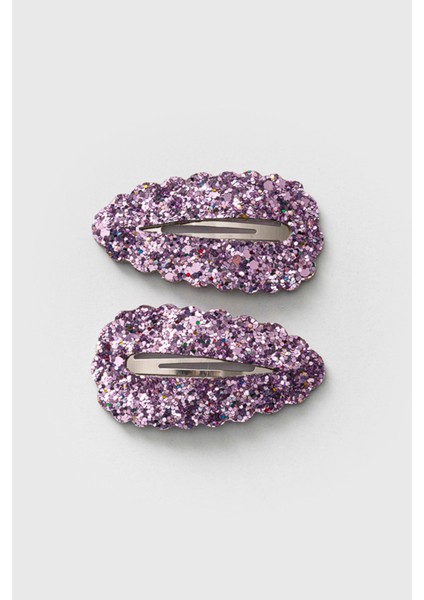 Mor Payetli Ikili Kız Çocuk Klips Toka