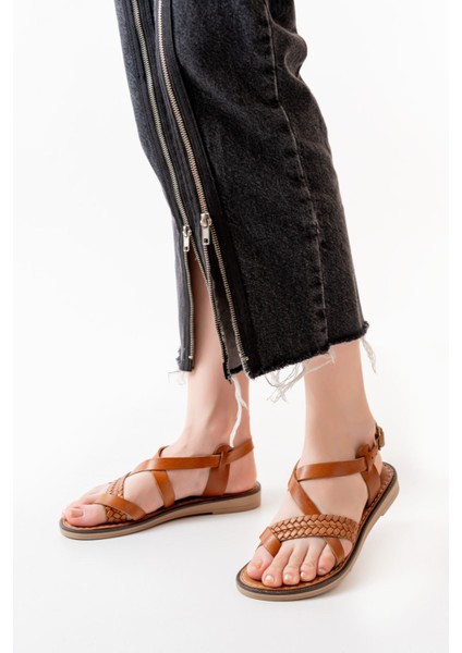 205-09 Taba Ortopedik Deri Kadın Sandalet fırsatları