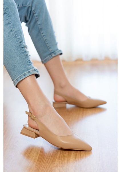Liona Nude ( 3 cm Topuklu ) Sivri Burun Topuklu Babet fırsatları
