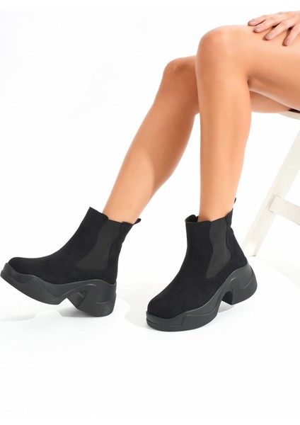 FZ-2400 Siyah Süet Yüksek Tabanlı Lastikli Günlük Kadın Bot indirimleri