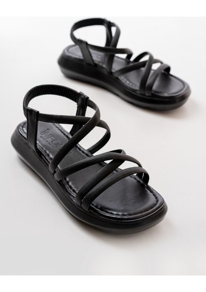 841-841 Siyah Lastikli Kadın Sandalet fiyatları