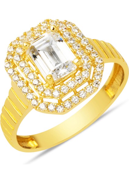 Baget Taşlı Altın Kadın Yüzük 14 Ayar