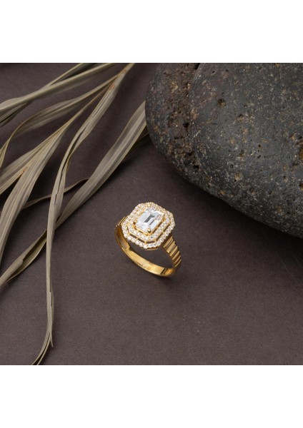 Baget Taşlı Altın Kadın Yüzük 14 Ayar modelleri