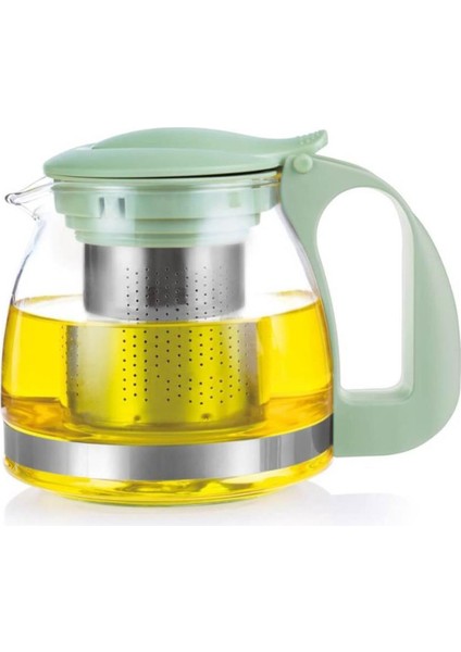 Renkli Süzgeçli Cam Demlik 700 ml – Fıstık Yeşili