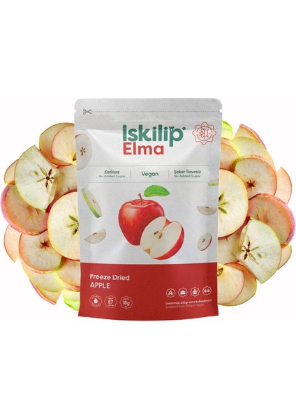 Iskilip Dondurularak Kurutulmuş Elma - Elma Kuru Meyve Cipsi - Frezee Dried Apple- 18 gr