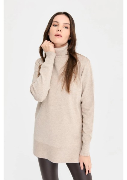 Kadın Tam Balıkçı Yaka Dikişsiz Kazak 23391 B.melanj fiyatları