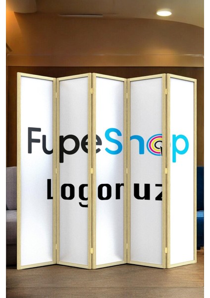Doğal Ahşap Kişiye Özel Tek Taraf Baskılı 5 Kanat Paravan Seperatör Oda Bölme fiyatları
