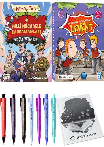 İlk Okuma Kitaplarım 2 Levent 10 Kitap ve Milli Mücadele Kahramanları Her Şey Vatan Için 2li Set