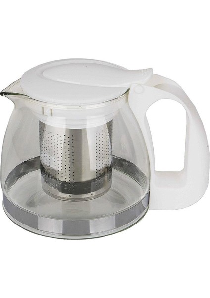 Renkli Süzgeçli Cam Demlik 700 ml - Beyaz fiyatları