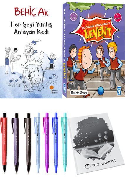 İlk Okuma Kitaplarım 2 Levent 10 Kitap ve Her Şeyi Yanlış Anlayan Kedi 2li Set