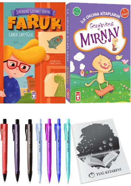 İlk Okuma Kitaplarım Gezgin Kedi Mırnav 10 Kitap ve Şehirdeki Gizemli Sinyal Faruk 2li Set