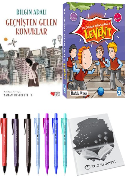 İlk Okuma Kitaplarım 2 Levent 10 Kitap ve Zaman Bisikleti 2 Geçmişten Gelen Konuklar 2li Set