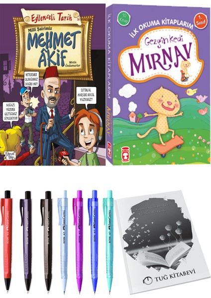 İlk Okuma Kitaplarım Gezgin Kedi Mırnav 10 Kitap ve Milli Şairimiz Mehmet Akif 2li Set