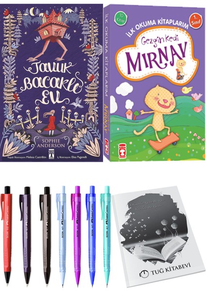 İlk Okuma Kitaplarım Gezgin Kedi Mırnav 10 Kitap ve Tavuk Bacaklı Ev 2li Set