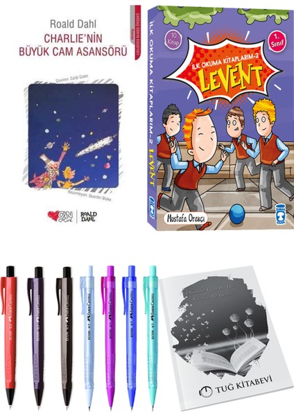 İlk Okuma Kitaplarım 2 Levent 10 Kitap ve Charlie'nin Büyük Cam Asansörü 2li Set