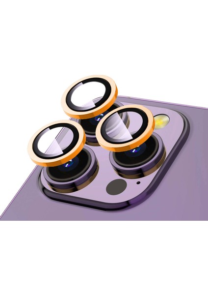 iPhone 14 Pro Max - Kamera Lens Koruyucu Safir Parmak İzi Bırakmayan Anti-Reflective Cl-12 - Derin Mor