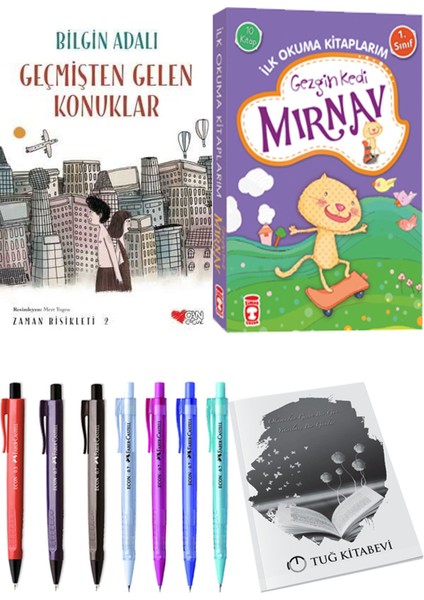 İlk Okuma Kitaplarım Gezgin Kedi Mırnav 10 Kitap ve Zaman Bisikleti 2 Geçmişten Gelen Konuklar 2li Set