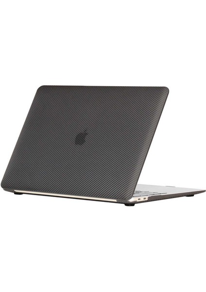 Macbook 13.3' Pro 2020 A2338 - Alt ve Üst Koruyucu Msoft Carbon Fiber Tasarımlı Kapak - Şeffaf
