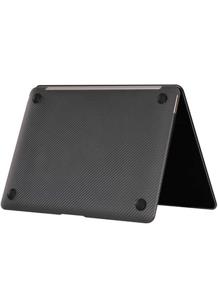 Macbook 13.3' Pro 2020 A2338 - Alt ve Üst Koruyucu Msoft Carbon Fiber Tasarımlı Kapak - Şeffaf