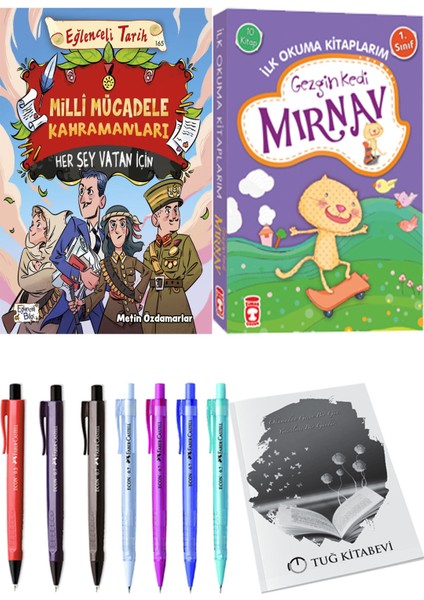 İlk Okuma Kitaplarım Gezgin Kedi Mırnav 10 Kitap ve Milli Mücadele Kahramanları Her Şey Vatan Için 2li Set
