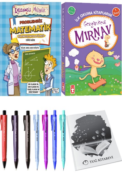 İlk Okuma Kitaplarım Gezgin Kedi Mırnav 10 Kitap ve Problemsiz Matematik 2li Set