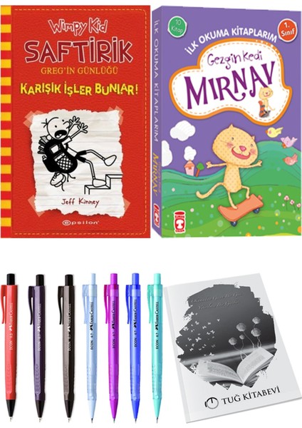 İlk Okuma Kitaplarım Gezgin Kedi Mırnav 10 Kitap ve Saftirik 11 Karışık Işler Bunlar! 2li Set
