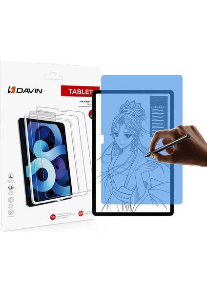 Samsung Galaxy Tab A9 Plus - Ekran Koruyucu Kağıt Hisli Mat ​​​​​​​​​​​​​​​davin Paper Like Ekran Koruma - Şeffaf