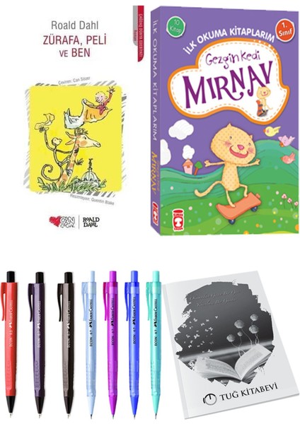 İlk Okuma Kitaplarım Gezgin Kedi Mırnav 10 Kitap ve Zürafa, Peli ve Ben 2li Set