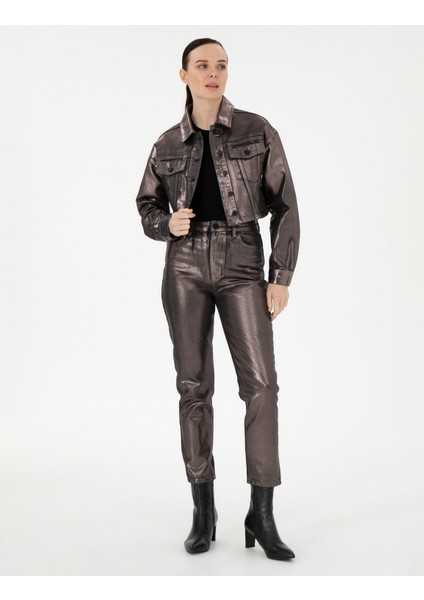 Kadın Antrasit Crop Top Jean Ceket 50291403-VR006 fırsatları