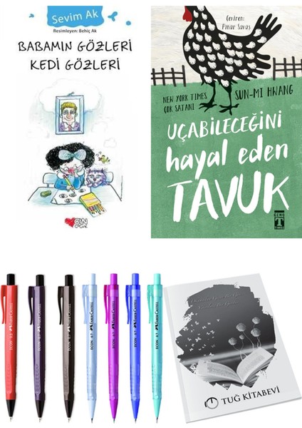 Uçabileceğini Hayal Eden Tavuk ve Babamın Gözleri Kedi Gözleri 2li Set