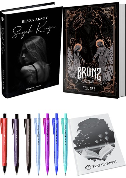 Bronz 1 Şeytan Ciltli ve Epsilon Yayınevi Siyah Kuğu Ciltli Beyza Aksoy 2li Set
