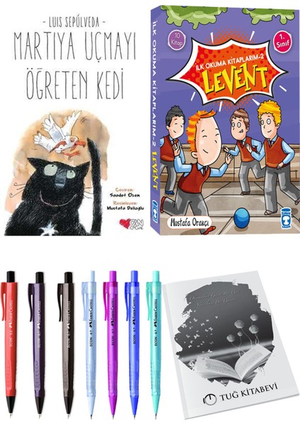 İlk Okuma Kitaplarım 2 Levent 10 Kitap ve Martıya Uçmayı Öğreten Kedi 2li Set