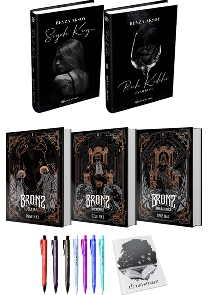 Bronz 3lü Set Ciltli ve Siyah Kuğu Ruh Kadehi Ciltli Beyza Aksoy
