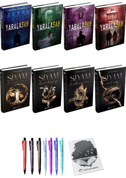 Siyam 4lü Set Ciltli ve Yaralasar 4lü Set Ciltli Maral Atmaca
