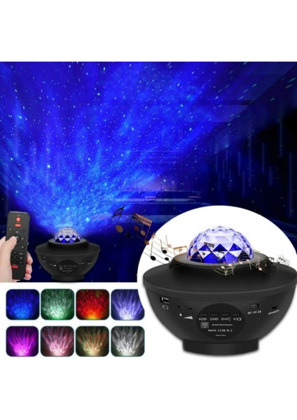 Bluetooth + USB Hoparlör Lazer Işıklı Sese Duyarlı Renkli Disko Parti Lambası