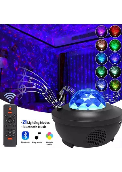 Bluetooth + USB Hoparlör Lazer Işıklı Sese Duyarlı Renkli Disko Parti Lambası