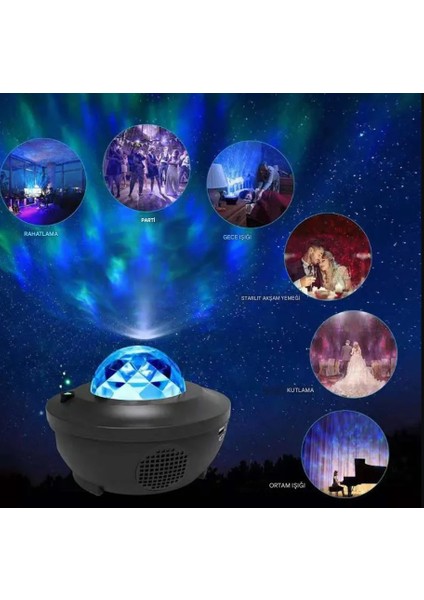 Bluetooth + USB Hoparlör Lazer Işıklı Sese Duyarlı Renkli Disko Parti Lambası