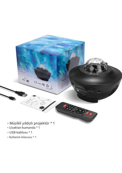 Bluetooth + USB Hoparlör Lazer Işıklı Sese Duyarlı Renkli Disko Parti Lambası
