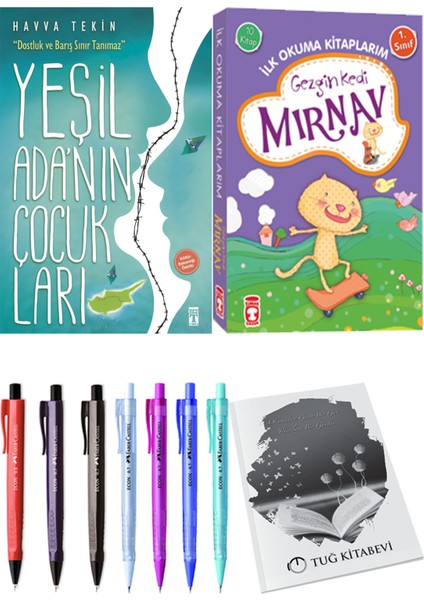 İlk Okuma Kitaplarım Gezgin Kedi Mırnav 10 Kitap ve Yeşil Adanın Çocukları 2li Set