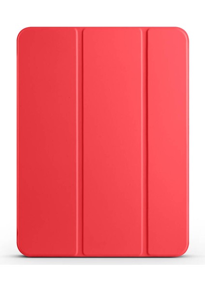 Apple iPad Pro 11 M4 2024 A2836-A2837-A3006 Kılıf Smart Cover Kalem Bölmeli Standlı 1-1 Kılıf Kırmızı