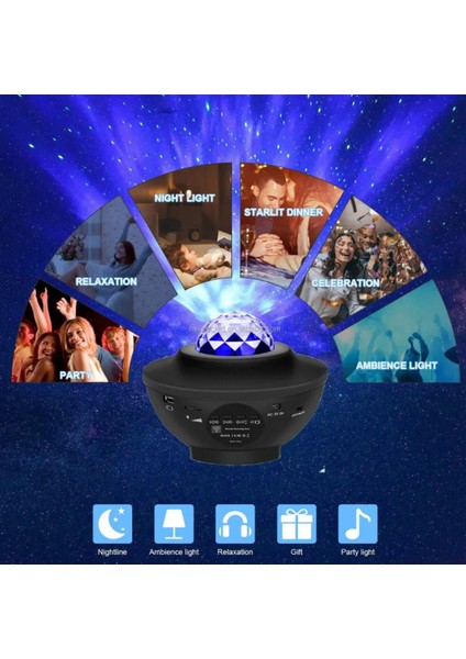 Gala x y Projektör Bluetooth Hoparlör Ios& Android Parti Yılbaşı Için Gece Lambası