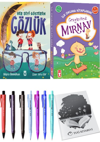 İlk Okuma Kitaplarım Gezgin Kedi Mırnav 10 Kitap ve Her Şeyi Gösteren Gözlük 2li Set
