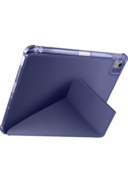 Noktaks - iPad Air 11 M2 2024 A2902-A2903-A2904 - Kılıf Kalem Bölmeli Standlı Tri Folding Kılıf - Koyu Yeşil